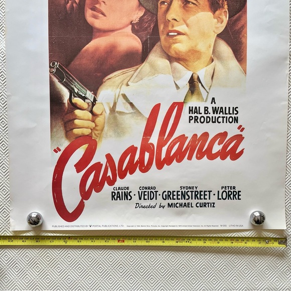 1970 Reprint Casablanca Poster Humphrey Bogart Ingrid Bergman M055 Litho - Picture 2 of 3